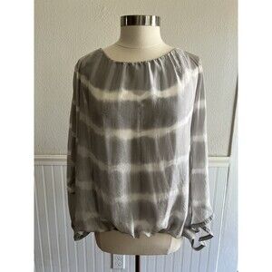 Belle France Flowy Poncho Top With Tank Silk Blend Ombre Grey White Size XL